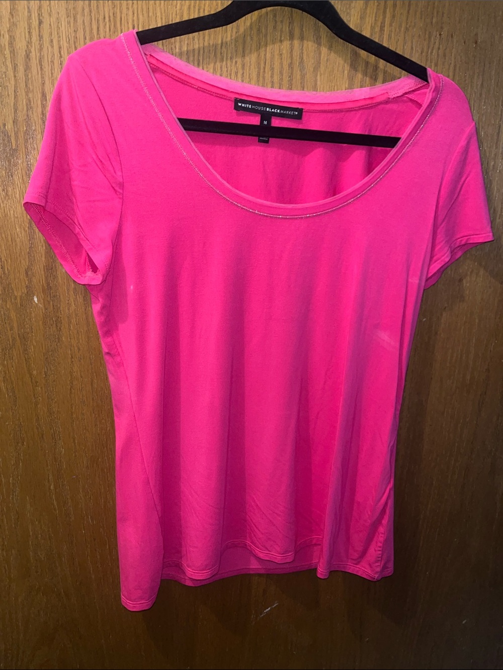White House Black Market Hot Pink Scoop Neck Short Sleeve Tee